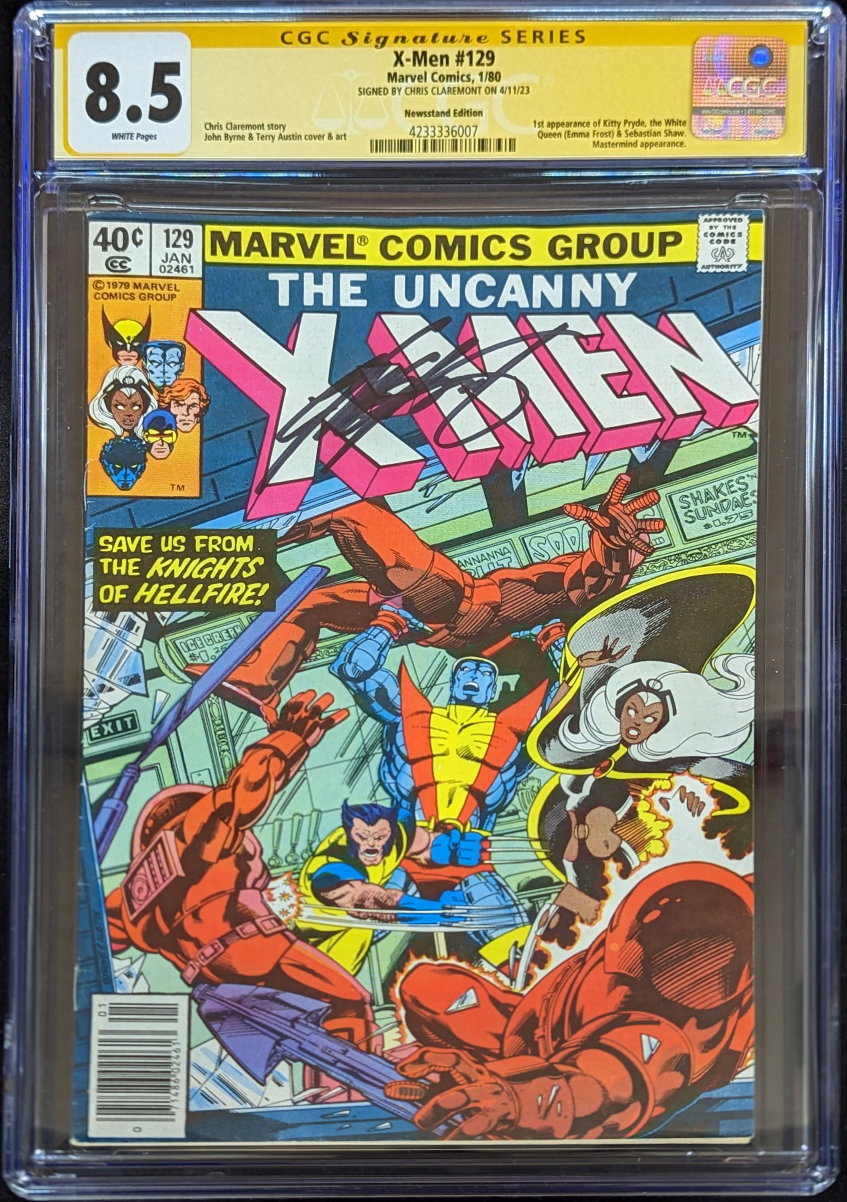 Uncanny X-Men #129 CGC 8.5 Signed by Chris Claremont 1st Emma