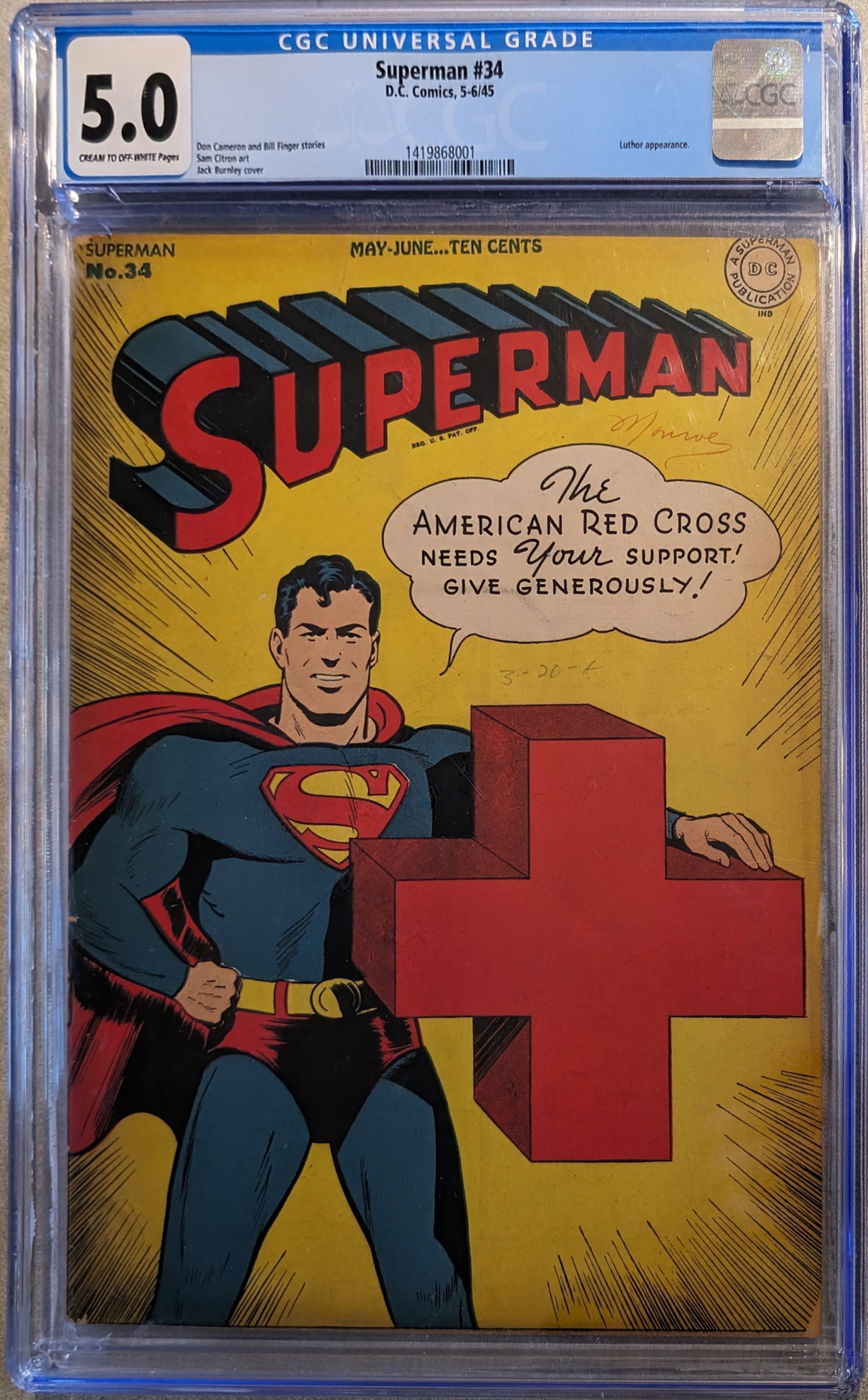 Superman (1st Series) #34 Graded CGC 5.0 1945 Red Cross | eBay