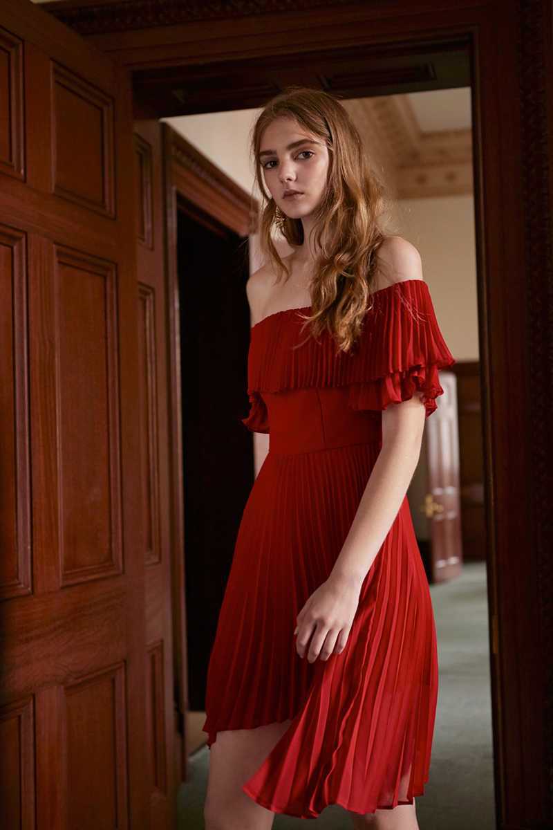Keepsake Seasons Pleated Dress Scarlet Red | eBay
