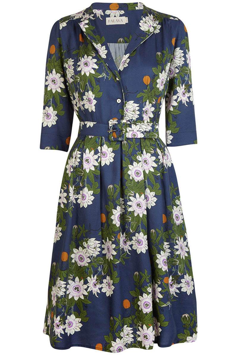 Palava Cynthia Dress Passion Flower Navy | eBay