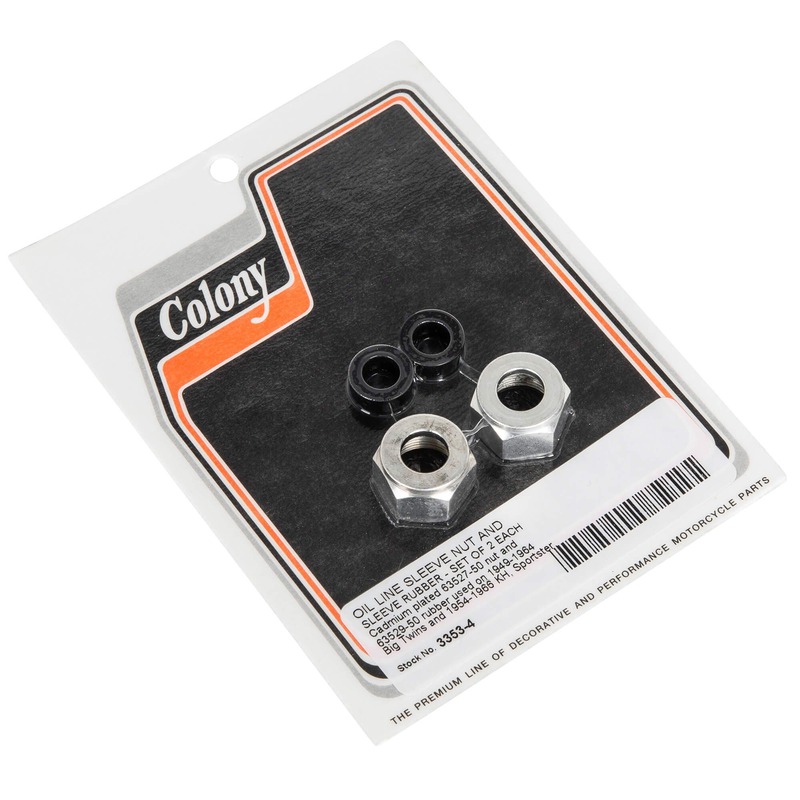 Colony #3353-4 Oil Line Nut & Sleeve Rubber Kit – Fits 1949-1964 HD BTs & 1954-1966 KH/XL