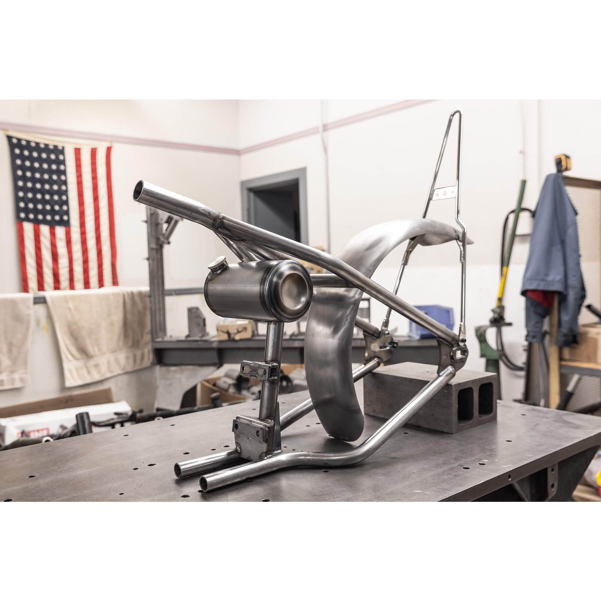 Lowbrow Customs Dished Clamp-On Steel Motorcycle Oil Tank for