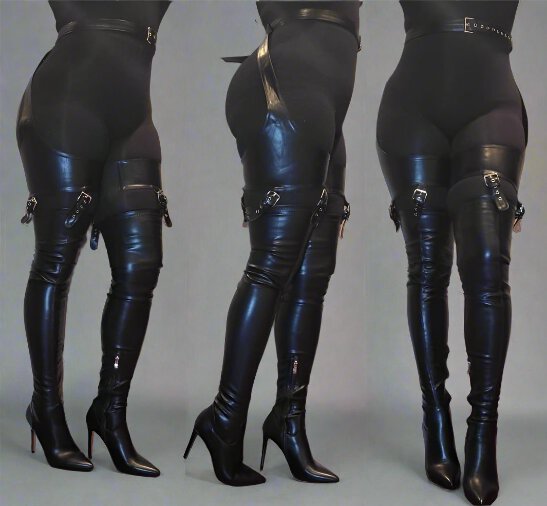 Cut Out Chaps Thigh High Boots With Adjustable Belt | eBay Cut Out Chaps Thigh High Boots With Adjustable Belt | eBay